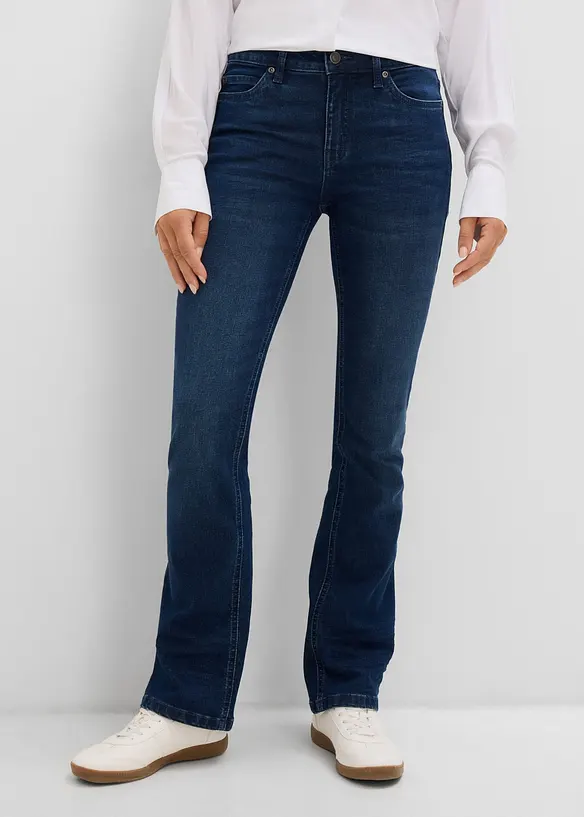 Bootcut-Jeans Mid Waist in blau von vorne - bonprix