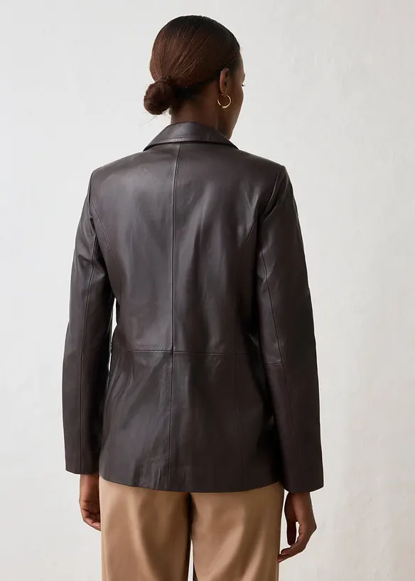 Blazer aus Lammnappa in braun von hinten (im Anschnitt) - bonprix