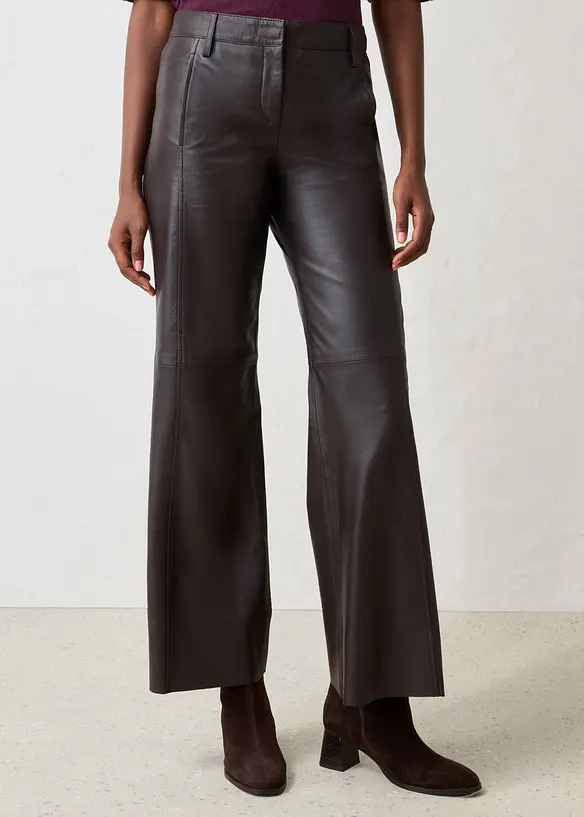 Lammnappa-Marlenehose in braun von vorne - bonprix