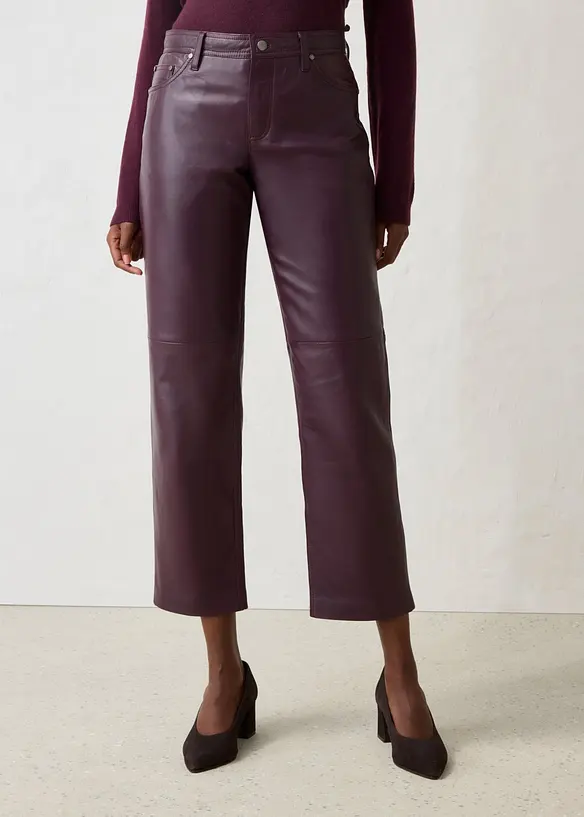 Lammnappa-Lederhose in rot von vorne - bonprix