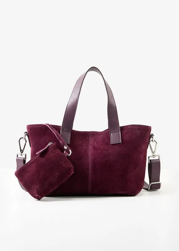 Handtasche aus Veloursleder in rot von vorne - bonprix