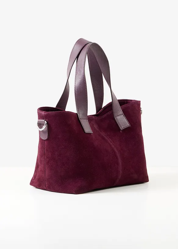 Handtasche aus Veloursleder in rot von hinten - bonprix