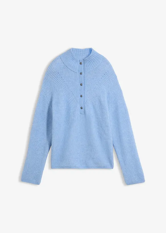 Oversize-Wollpullover mit Alpaka in blau von vorne - bonprix