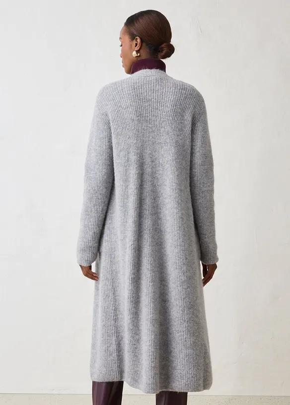 Strickmantel mit Alpaka in grau von hinten (im Anschnitt) - bonprix
