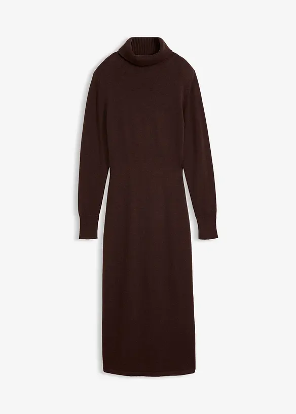 Strickkleid aus Merinowolle in braun von vorne - bonprix