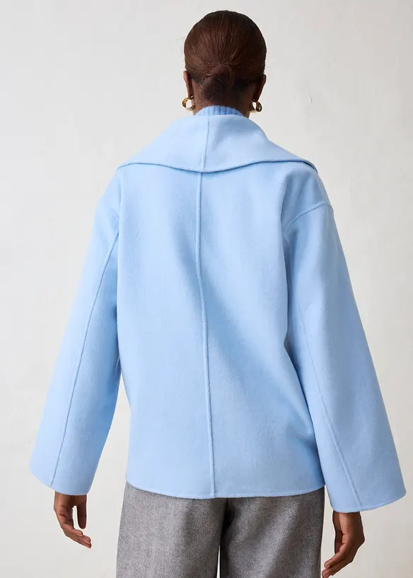 Oversize Jacke aus weichem Woll-Mix in blau von hinten (im Anschnitt) - bonprix