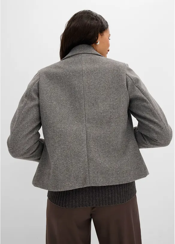Kurze Jacke in Wolloptik in grau von hinten (im Anschnitt) - bonprix