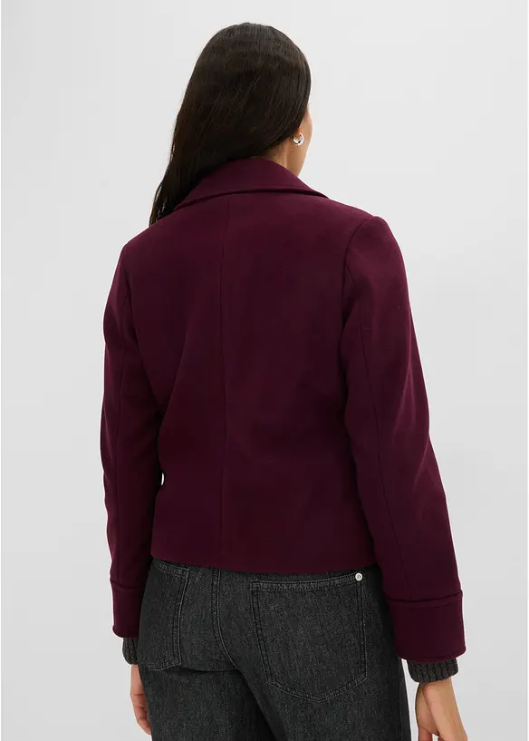 Kurze Jacke in Wolloptik in rot von hinten (im Anschnitt) - bonprix
