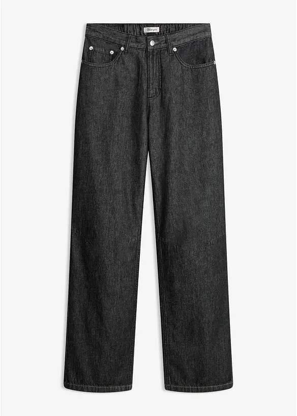 Straight-Jeans Mid Waist in schwarz von vorne - bonprix Straight-Jeans Mid Waist in schwarz von vorne - bonprix