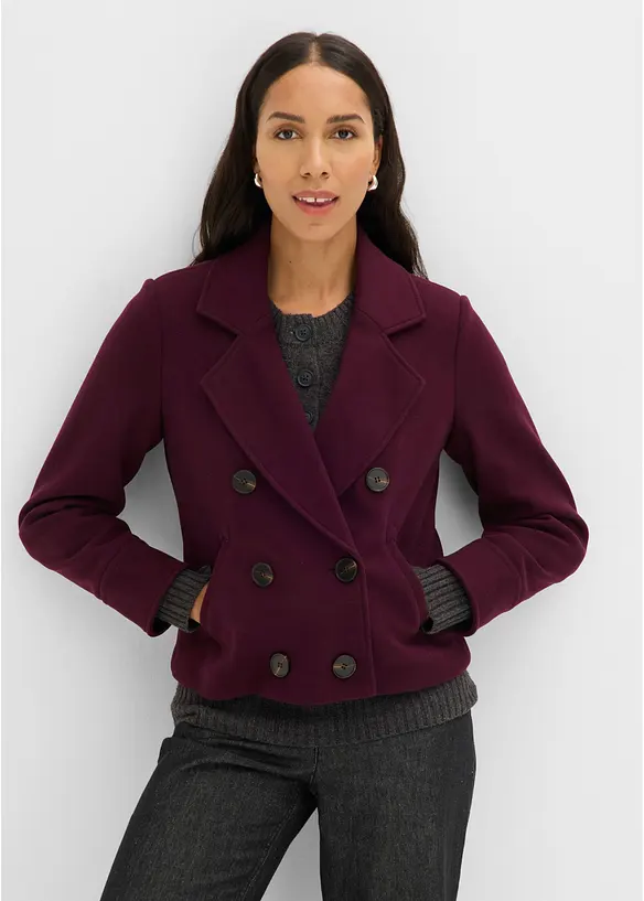 Kurze Jacke in Wolloptik in rot von vorne (im Anschnitt) - bonprix