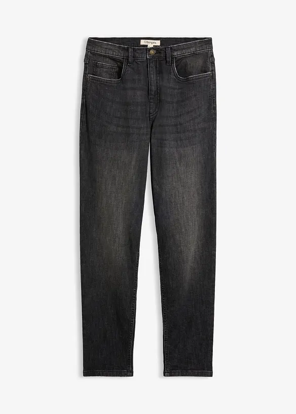 Mom-Jeans High Waist, cropped in schwarz von vorne - bonprix