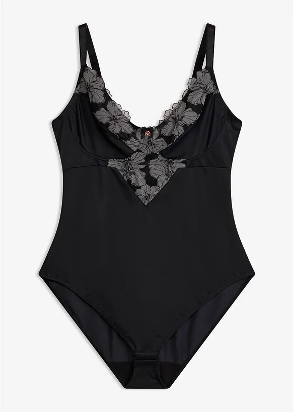 Medium Shape Body ohne Bügel mit Stickerei in schwarz von vorne - bonprix