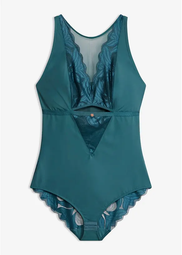 Medium Shape Body mit Spitze in petrol von vorne - bonprix