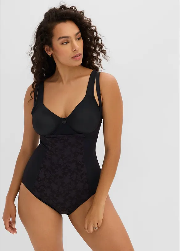 Strong Body Shaper mit Spitze in schwarz von vorne (Totalaufnahme) - bonprix