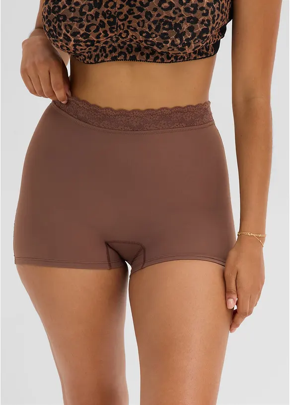 Light Shape Panty mit Spitze (2er Pack) in schwarz von vorne - bonprix