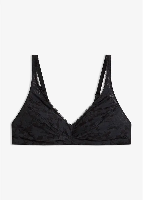 Bralette ohne Bügel mit weichem Material in schwarz von vorne - bonprix