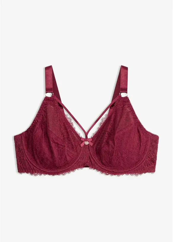 Minimizer-BH mit dekorativen Straps in lila von vorne - bonprix
