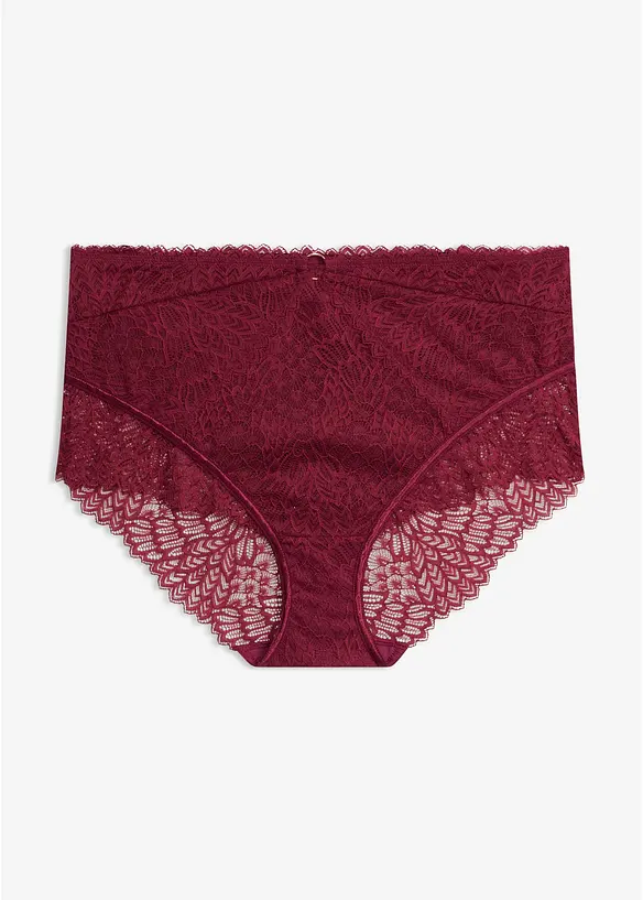 Highwaist Panty aus zarter Spitze in lila von vorne - bonprix