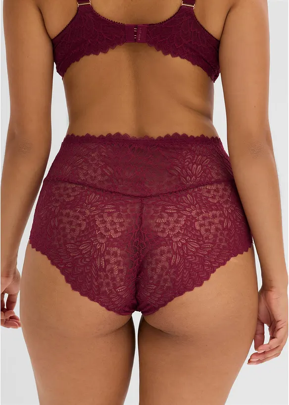 Highwaist Panty aus zarter Spitze in lila von hinten - bonprix