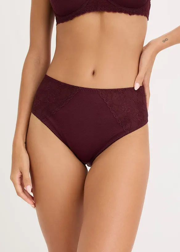 Maxislip mit grafischer Spitze in lila von vorne - bonprix