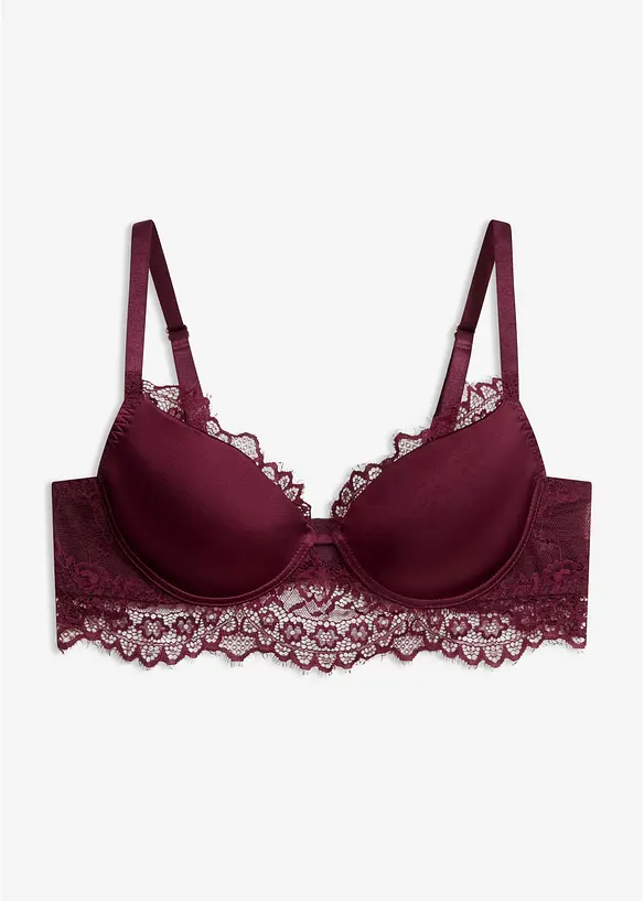 Schalen-BH mit edler Spitze in lila von vorne - bonprix