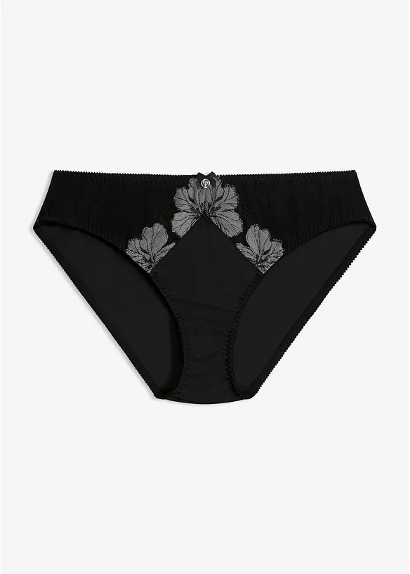 Slip mit edler Stickerei in schwarz von vorne - bonprix