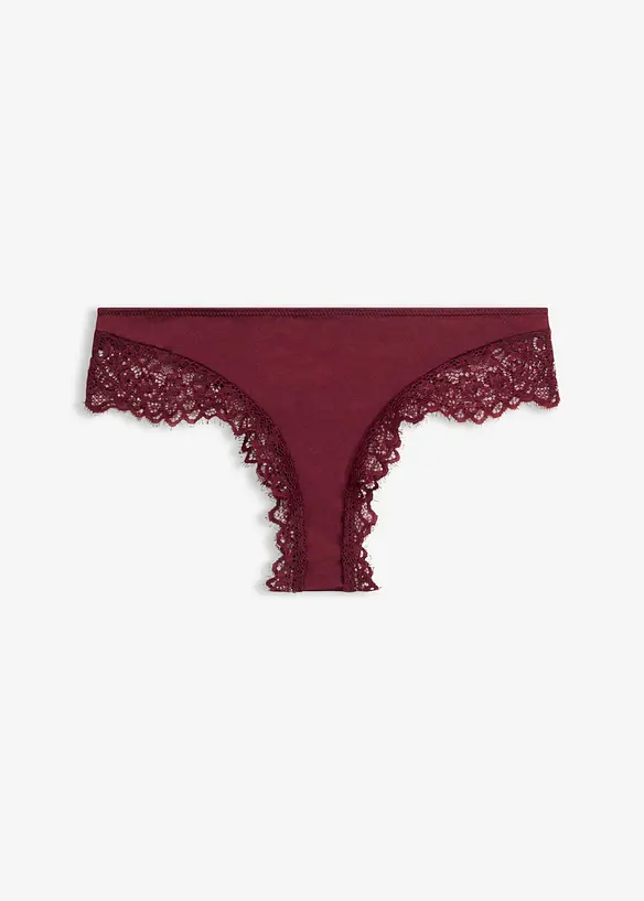 Brazil Slip mit edler Spitze in lila von vorne - bonprix