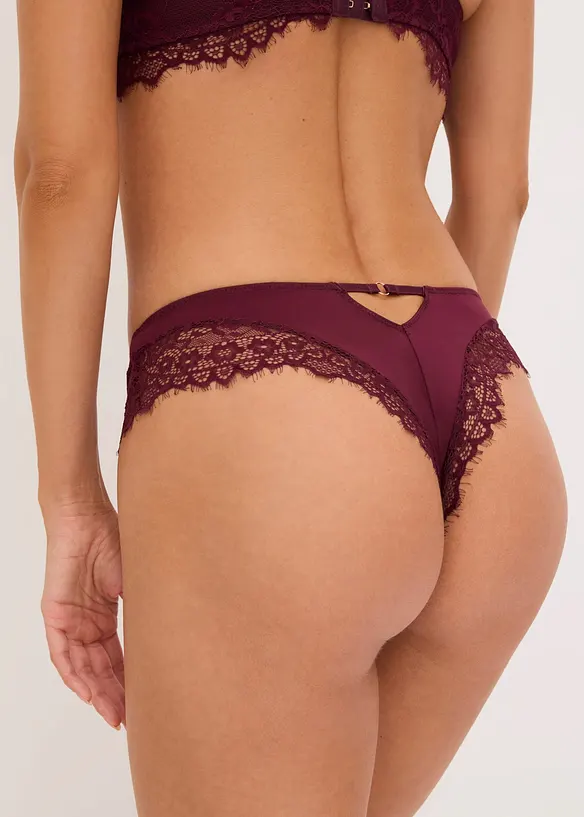 Brazil Slip mit edler Spitze in lila von hinten - bonprix