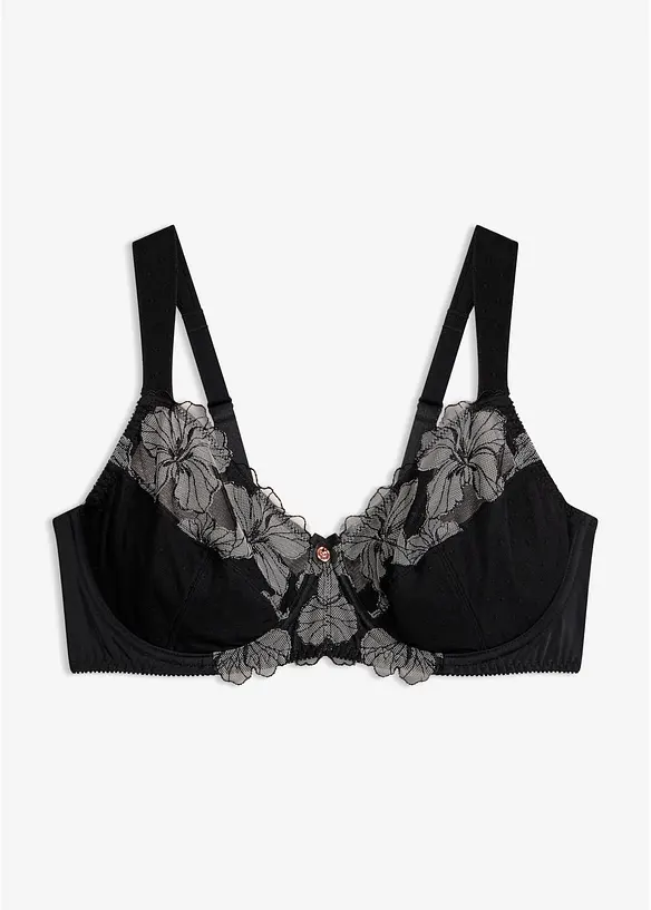 Minimizer-BH mit gepolsterten Trägern in schwarz von vorne - bonprix