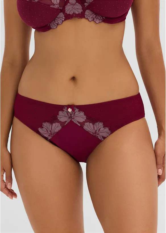 Slip mit edler Stickerei in lila von vorne - bonprix