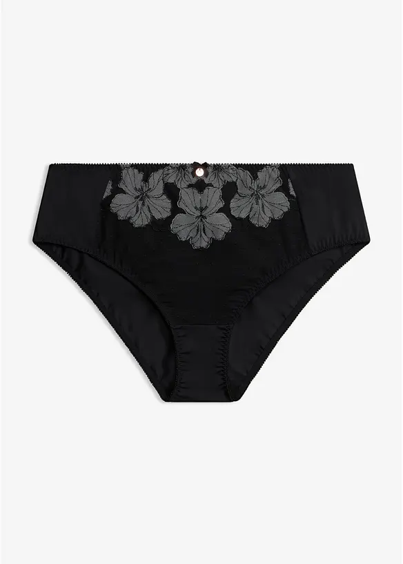Maxislip mit edler Stickerei in schwarz von vorne - bonprix