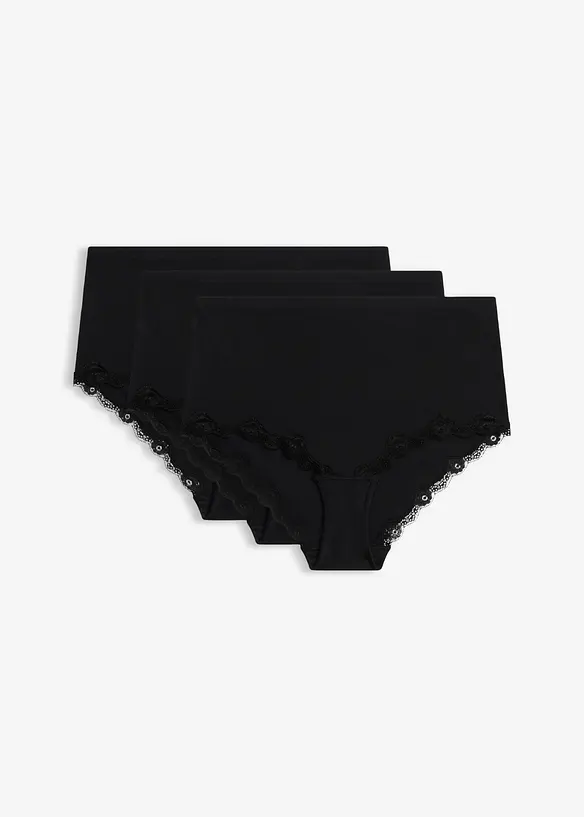 Highwaist Panty aus Polyamid (3er Pack), seamless in schwarz von vorne - bonprix