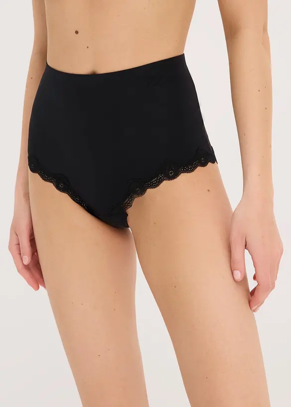 Highwaist Panty aus Polyamid (3er Pack), seamless in schwarz von vorne - bonprix