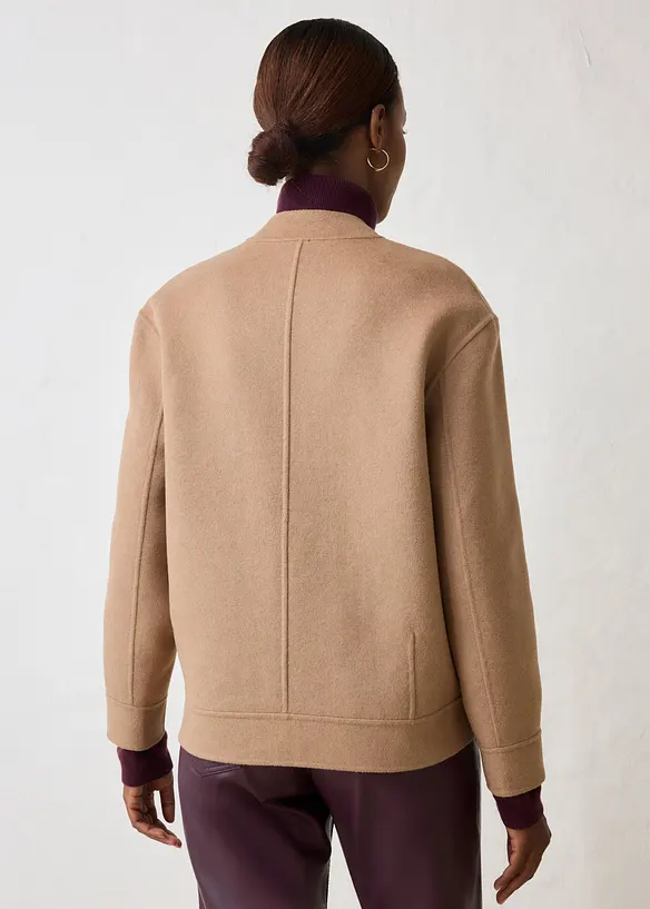 Blouson aus weichem Woll-Mix in braun von hinten (im Anschnitt) - bonprix
