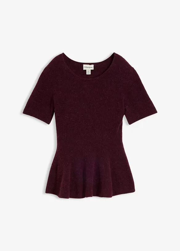 Wollpullover mit Schößchen in rot von vorne - bonprix Wollpullover mit Schößchen in rot von vorne - bonprix