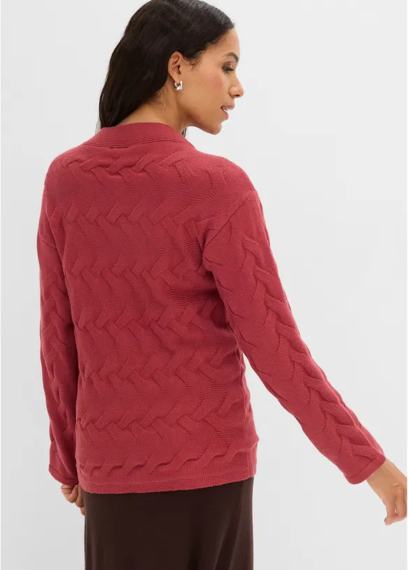Strickpullover mit Zopfmuster in rot von hinten (im Anschnitt) - bonprix