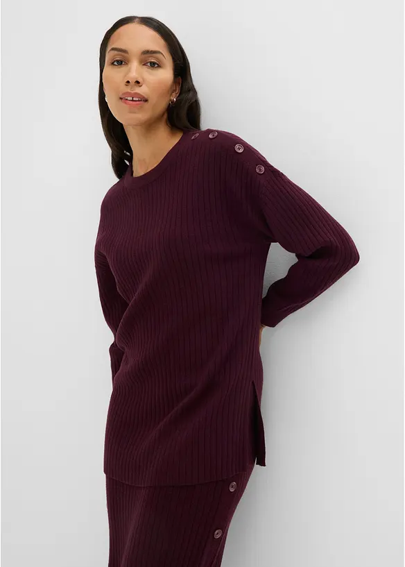 Viskose-Mix Pullover mit Deko Knopfleiste in rot von vorne (im Anschnitt) - bonprix