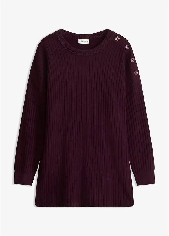 Viskose-Mix Pullover mit Deko Knopfleiste in rot von vorne - bonprix