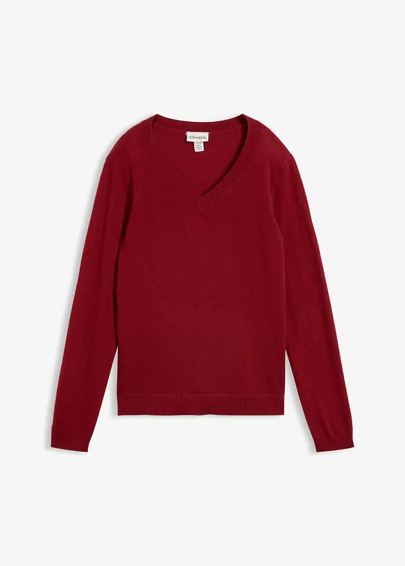 Pullover aus weichem Kaschmir-Mix mit Good Cashmere Standard® in rot von vorne - bonprix