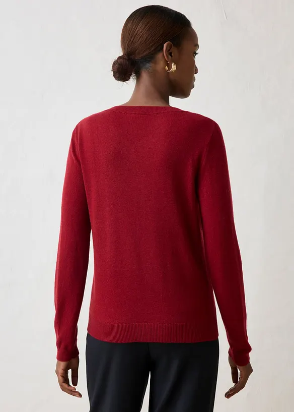 Pullover aus weichem Kaschmir-Mix mit Good Cashmere Standard® in rot von hinten (im Anschnitt) - bonprix