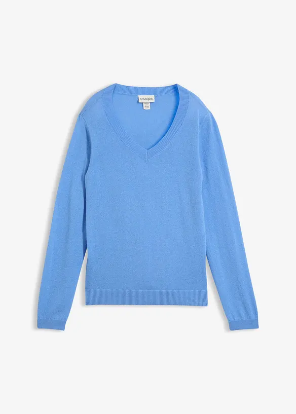 Pullover aus weichem Kaschmir-Mix mit Good Cashmere Standard® in blau von vorne - bonprix Pullover aus weichem Kaschmir-Mix mit Good Cashmere Standard® in blau von vorne - bonprix