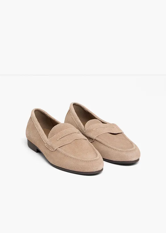 Loafer aus Veloursleder in braun - bonprix