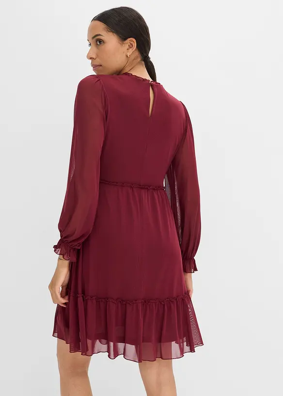 Jerseykleid aus feinem Mesh in rot von hinten (Totalaufnahme) - bonprix