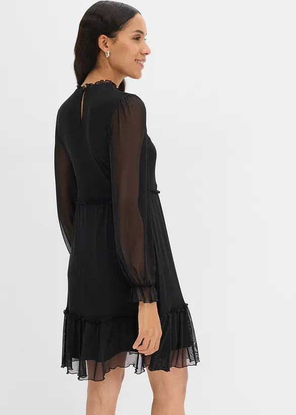 Jerseykleid aus feinem Mesh in schwarz von hinten (Totalaufnahme) - bonprix Jerseykleid aus feinem Mesh in schwarz von hinten (Totalaufnahme) - bonprix