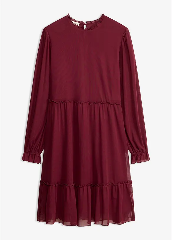 Jerseykleid aus feinem Mesh in rot von vorne - bonprix