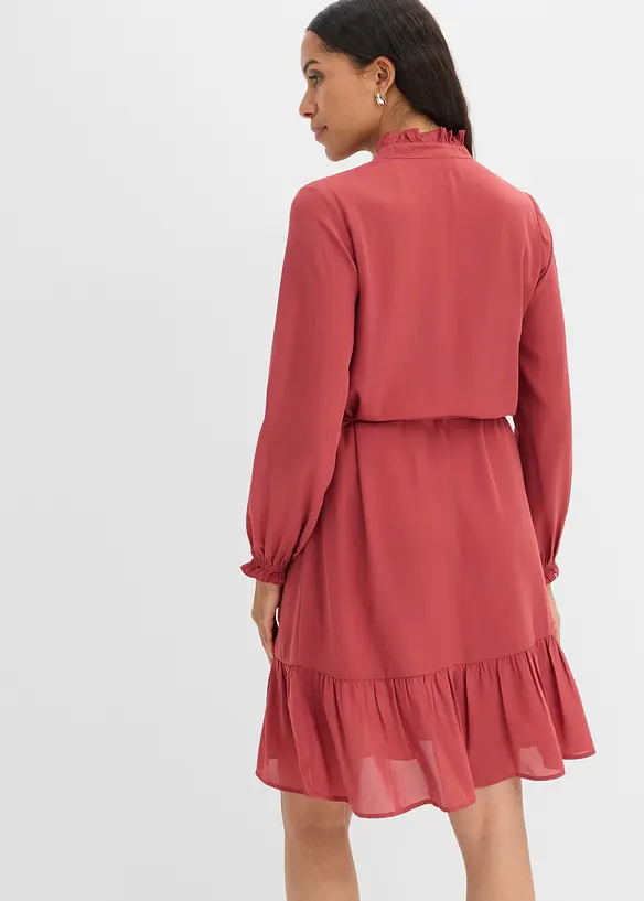 Ausgestelltes Volantkleid in rot von hinten (Totalaufnahme) - bonprix Ausgestelltes Volantkleid in rot von hinten (Totalaufnahme) - bonprix