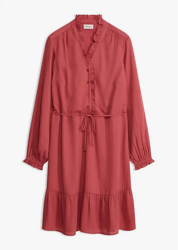 Ausgestelltes Volantkleid in rot von vorne - bonprix Ausgestelltes Volantkleid in rot von vorne - bonprix