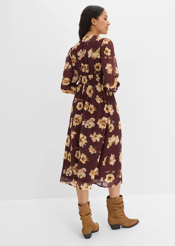 Bedrucktes Midikleid in braun von hinten (Totalaufnahme) - bonprix Bedrucktes Midikleid in braun von hinten (Totalaufnahme) - bonprix