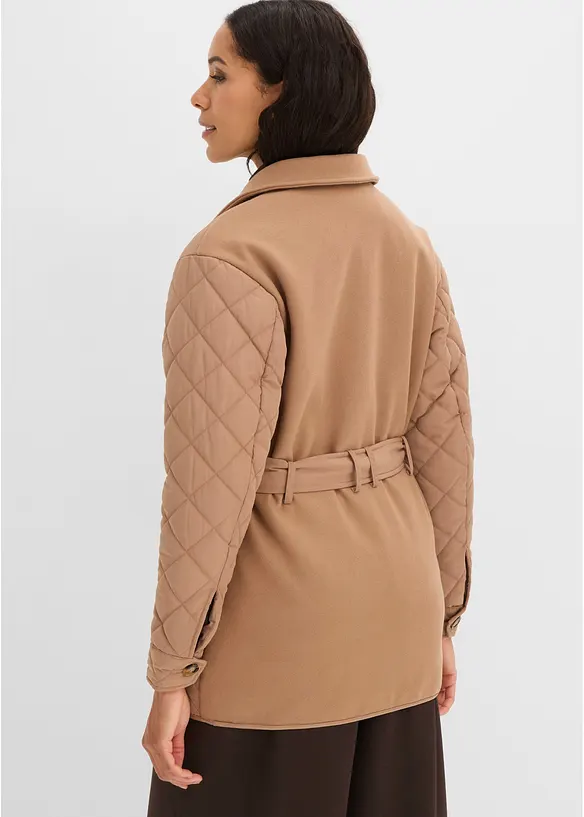Leichte Steppjacke im Materialmix in braun von hinten (im Anschnitt) - bonprix