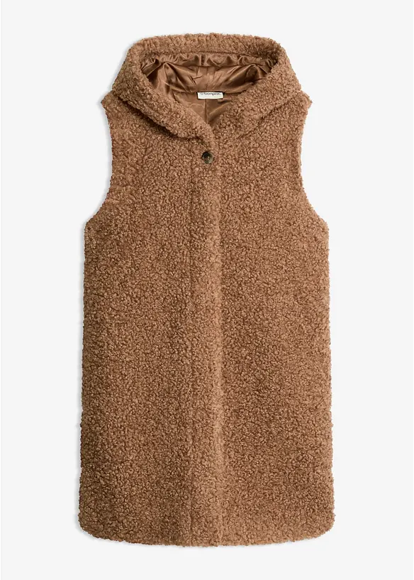 Teddy-Weste in braun von vorne - bonprix